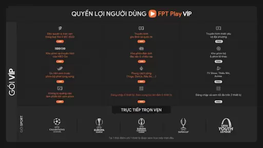 Quyền lợi người dùng gói VIP trên FPT Play. Quyền lợi người dùng gói VIP trên FPT Play.