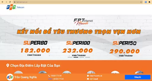 Giao diện website fptmiennam. Giao diện website fptmiennam.