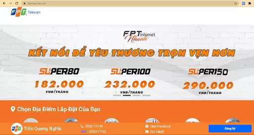 Giao diện website fptmiennam. Giao diện website fptmiennam.